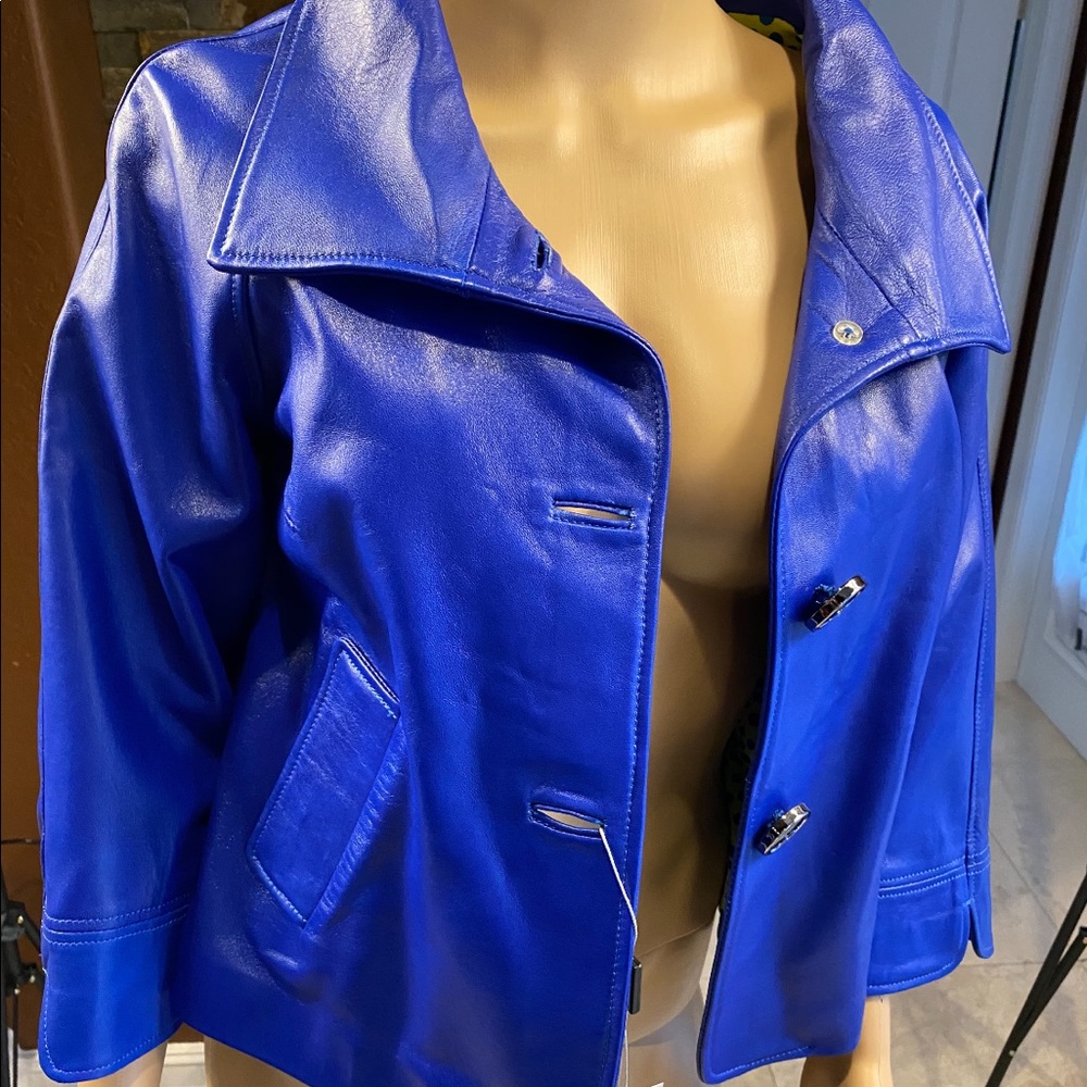 Beautiful blue leather jacket